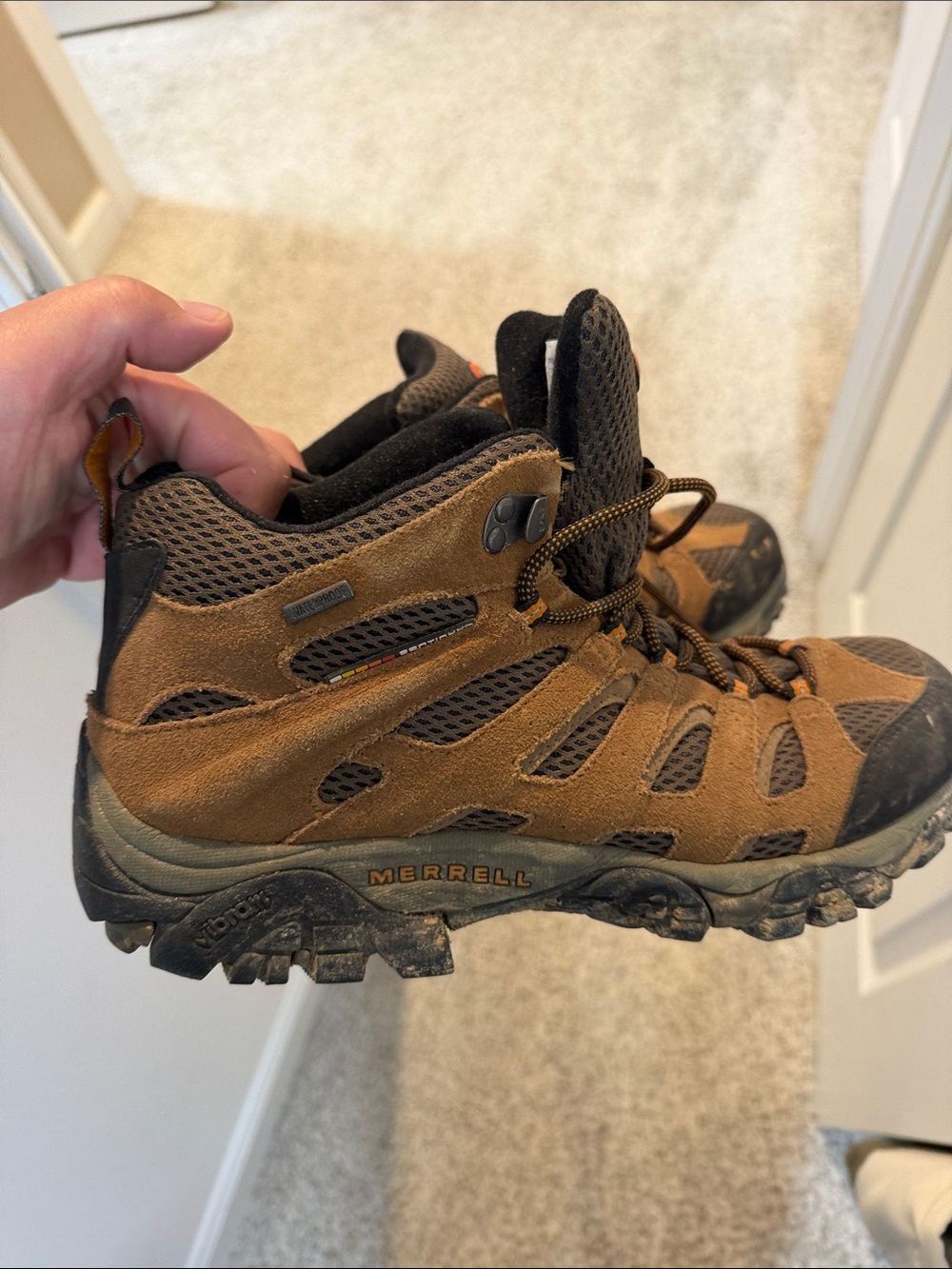 Merrell Brown and Black Mid-Height Hiking Boots